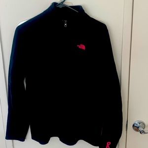 North Face Half Zip. Black size large. Breast cancer logo.